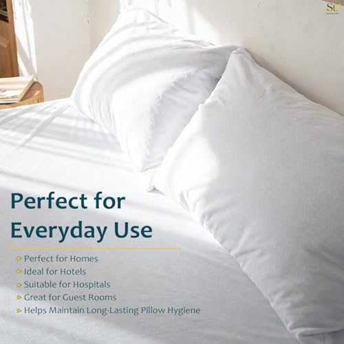 Waterproof Zippered Pillow Protector Covers - Set of 2, White Solid (20" X 16"), Breathable Soft Cotton Terry - Image 6