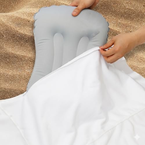 Cherry Beach Towel Blanket with Inflatable Pillow and Pocket, Sand Free Towel Oversized 35.4'' × 78.7'', Windproof Beach Mat with 4 Windproof Anchor & Carry Bag for Travel, Camping, Hiking (Cherry) - Image 5