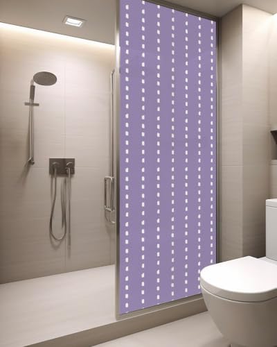 Window Privacy Film Frosted, Purple Modern Static Cling Door Window Covering, Abstract Geometric Vertical Stripes Retro UV Blocking Windows Film for Office, Hotel, Bedroom, 29.5 x 78.7 Inches - Image 3