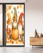 Window Privacy Film Frosted, Fall Pumpkins Non-Adhesive Static Cling Window Tint, Thanksgiving Autumn Gnomes Maple Leaves Insulated Windows Frosted Films for Living Room, 35.4 x 78.7 Inches - Image 5