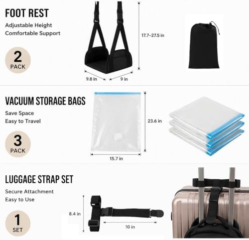 Flight Travel Combo - Plane Seat Footrest - Compression Bags - Strap - Image 2