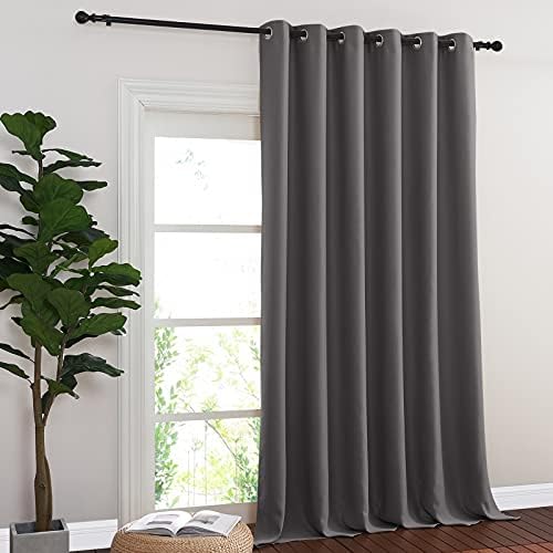 NICETOWN Blackout 118 inch Long Curtain for Living Room, Grommet Room Divider Sound Reducing Window Treatment for Sliding Glass Door/Bedroom, Gray, W80 x L118, 1 Panel - Image 2