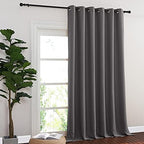 NICETOWN Blackout Sliding Glass Door Curtain 144 inches Long, Grommet Thermal Insulated Light & Heat Blocking Curtain & Drape Window Treatment for French Door, Grey, W80 x L144, 1 Panel - Image 2