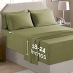 Elegant Comfort Luxury Soft 6-Piece 1500 Premium Hotel Quality Bed Sheet Set with Extra Deep Pockets 18-24 Inch, Wrinkle Free, Storage Pockets, Extra Deep Pocket 6PC Sheets, Queen, Sage Green - Image 2