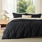 Bedsure Duvet Cover King Size, Soft Double Brushed Bedding Set, 3Pcs, Black by BEDSURE