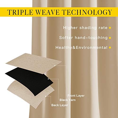 NICETOWN Room Darkening Grommet Panels - (52 inches Width, Biscotti Beige, 2 Panels) Baby Room Window Curtains 108 inches Long, Privacy Draperies - Image 4