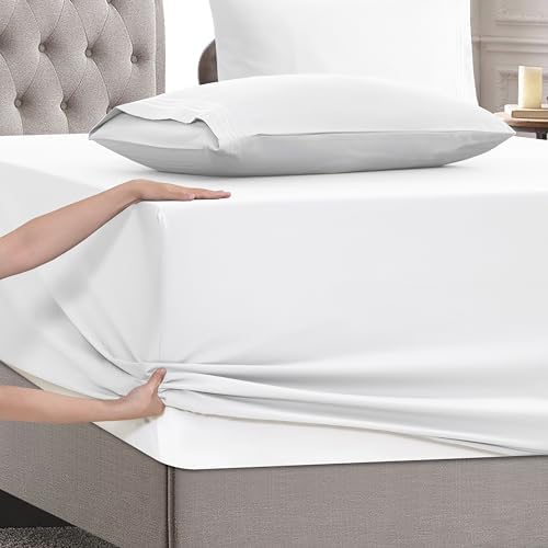 Mocassi Twin XL Size 4-Piece Bed Sheet Set - 1800 Premium Hotel Quality Microfiber 18-24 Inches Extra Deep Pocket Fitted Sheet- Luxury Soft, Breathable, Wrinkle, and Fade Resistant, White - Image 5