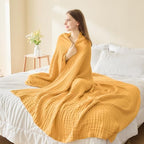 EMME Muslin Cotton Blanket Adults Heather Yellow Throw XL 50"x70" - Image 6