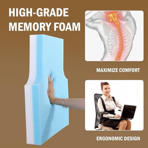 HOMBYS Sherpa Fleece Lumbar Support Pillow with Headrest for Recliner,Memory Foam Recliner Chair Cushion for Back Pain,Big High Back Support for Recliner with Chair Headrest for Elderly (Khaki) - Image 6