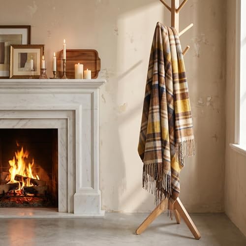 Pure Wool Plaid Throw Blanket,Super Soft Lightweight Home Decorative Throw - Image 6