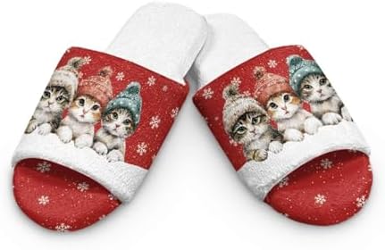 Jeiento Animal Cat Pattern Slippers for Women Lady Open Toe Slippers Soft Cushion Slip Resistant Spa Slipper for Hotel,Cozy Home Shoes - Image 4