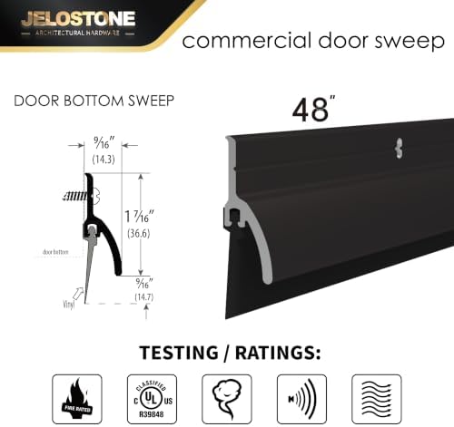 2 Pack – 48'' Door Bottom Sweep with Drip Cap (Dark Bronze Anodized) – Fire Rated Weather Stripping Door Seal Draft Stopper with Eco-V Vinyl Insert for Exterior & Interior Doors, JS-NV345 - Image 2