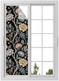 Window Privacy Film Frosted, Vintage Garden Flower Reusable Static Cling Window Tints, Rustic Floral Leaf Pastoral Black Heat Control Windows Films for Offices, Balcony, 29.5 x 118 Inches by Unknown