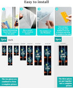 Window Privacy Film Frosted, Halloween Non-Adhesive Static Cling Window Tint, Blue Spooky Pumpkin Ghost Moonlight Castle Insulated Windows Frosted Films for Living Room, 35.4 x 78.7 Inches - Image 4