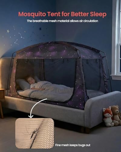 Porayhut Bed Tent for Twin Bed, Mosquito Net Bed Canopy, Portable Mosquito Mesh Tent for Kids & Adults, Breathable Mesh Net for Better Sleep, Indoor & Outdoor Travel Use - Image 2