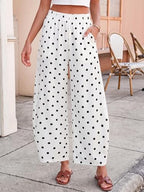 Tankaneo Womens Wide Leg Palazzo Pants Barrel Baggy Trousers with Pockets - Image 2