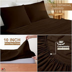 ARlinen Full XL Sheet Set, 4 Piece Egyptian Cotton, 10-Inch Deep, Chocolate - Image 6