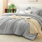 CozyLux Full Size Comforter Set Light Grey, 7 Pieces Bed in a Bag by CozyLux