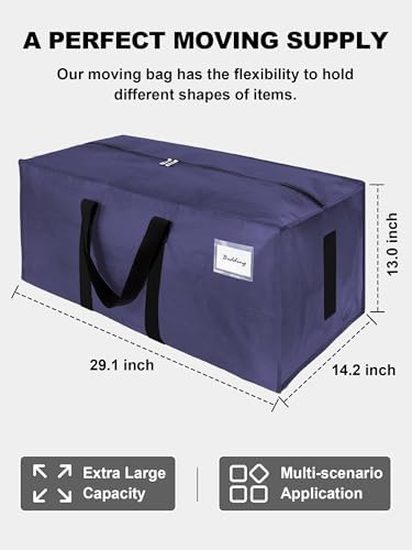 HOMESURE Supports 200lbs Heavy Duty Moving Bags - Strong Zipper & Wrap-Around Handles - Water-Resistant Storage Totes, Durable Alternative to Moving Boxes - 12 Pack - Blue - Image 5