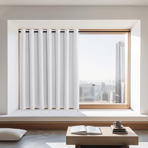 NICETOWN Greyish White Room Darkening 72 inch Curtain, Grommet Thermal Insulated Light Blocking Sound Reducing Window Treatment for Bedroom/Sliding Glass Door, W100 x L72, 1 Panel by NICETOWN