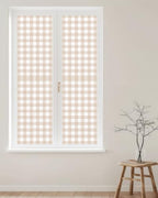 Window Privacy Film Frosted, Farmhouse Plaid Reusable Static Cling Window Tints, Cream Classic Buffalo Check Rustic Heat Control Windows Films for Offices, Balcony, 29.5 x 118 Inches - Image 2