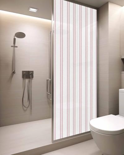 Window Privacy Film Frosted, Pink Lines Static Cling Door Window Covering, Modern Vertical Striped Vintage Minimalist UV Blocking Windows Film for Office, Hotel, Bedroom, 29.5 x 78.7 Inches - Image 3