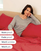 Flex Top Split Head King 6 Piece Sheet Set - Breathable & Cooling - Red - Image 5