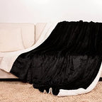 NANPIPER Sherpa Blanket King Fleece Bed Blankets Soft and Warm Fuzzy Microfiber,Black 90"x108" - Image 2