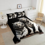 Erosebridal White Tiger Comforter Set Full Size,3D Animal Print Bedding Set - Image 4