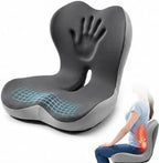Car Seat Cushion with Back Support for Driving, Ergonomic Support Relief Pad for Auto/Truck/Office, Hollow Ventilation, Anti-Slip Driver Seat Cushion, Washable Cover, 18.1"x17"(Two-Tone Gray) by Flueen