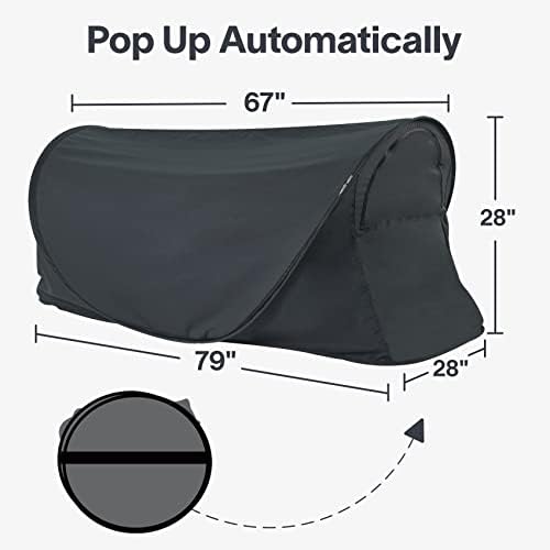 EighteenTek® Bed Canopy Office Bed Tents Dream Tents Privacy Space Office Sleeping Tent Indoor One Person Lay Down NOT Sitting Pop Up Portable Frame Curtains Breathable Cottage Grey 79"L x 28"W x 28"H - Image 2