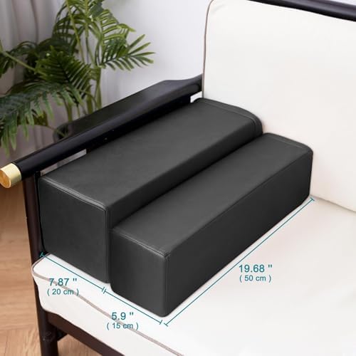 2 Pack Couch Arm Rest Pillow, 6''x6''x20'' Faux Leather Waterproof Cover, High Density Foam Armrest Cushion, Removable & Washable Elbow Support for Sofa, Bed, and Armchair (Black) - Image 5