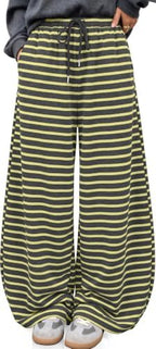 TARSE Women's Striped Barrel Pants Wide Leg Lounge Pants by TARSE