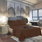 Mocassi Twin Sheet Set - Luxury Hotel 1800 Premier Bedding Sheets & Pillowcases - Ultra Soft Breathable & Cooling Bed Sheets - Deep Pocket - Wrinkle Resistant - 4 Piece Set - Twin, Brown - Image 3