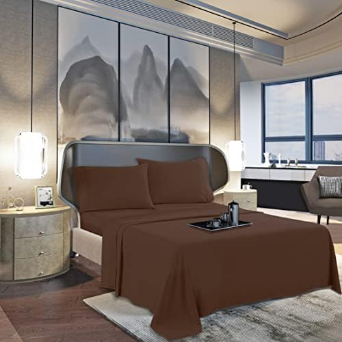 Mocassi Twin Sheet Set - Luxury Hotel 1800 Premier Bedding Sheets & Pillowcases - Ultra Soft Breathable & Cooling Bed Sheets - Deep Pocket - Wrinkle Resistant - 4 Piece Set - Twin, Brown - Image 3