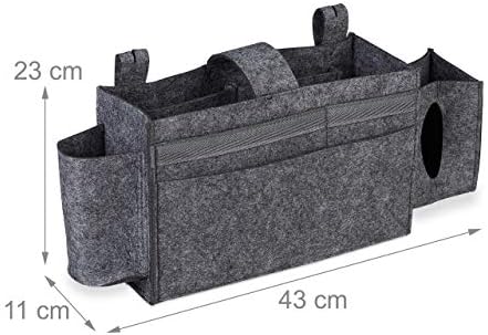 Relaxdays Bed Pocket, Bunk, 8 Compartments, Cot, Hanging Felt Organiser, 23 x 43 x 11 cm, Bedside Storage, Dark Grey - Image 4