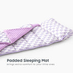 Wake In Cloud - Toddler Nap Mat with Pillow and Minky Fleece Blanket, for Kids Boys Girls Ages 3 Plus in Daycare Preschool, Roll Up Sleeping Bag, Gingham Grid Checkered, Purple White, Standard - Image 5