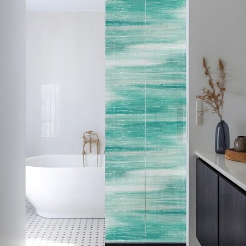 Window Privacy Film Frosted, Green Ombre Reusable Static Cling Window Tints, Modern Minimalist Abstract Gradient Art Heat Control Windows Films for Offices, Balcony, 29.5 x 118 Inches - Image 3