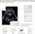 Raven Sherpa Blanket Dark Animal Print Throw Blanket for Men Soft Warm Cozy 60x80 Inches Gothic Crow Design Bedroom Couch Decor Gift for Birthday Housewarming Anniversary - Image 7