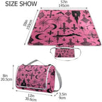 MNSRUU Picnic Blanket Waterproof Foldable, Gothic Bat Moon Castle Large Outdoor Picnic Beach Camping Blanket Travel Mat, Shoulder Strap Tote, Rectangle 57x59in - Image 3