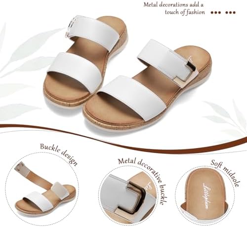 Littleplum Women Slides Sandals Arch Support Open Toe Slip on Sandals Soft Cushion Slippers Comfy Casual Summer Shoes for Walking Beach Travel - Image 5