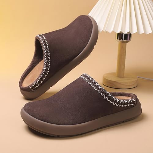 UBFEN Womens 100% Genuine Suede Mules Arch Support Indoor Outdoor Slippers - Image 6