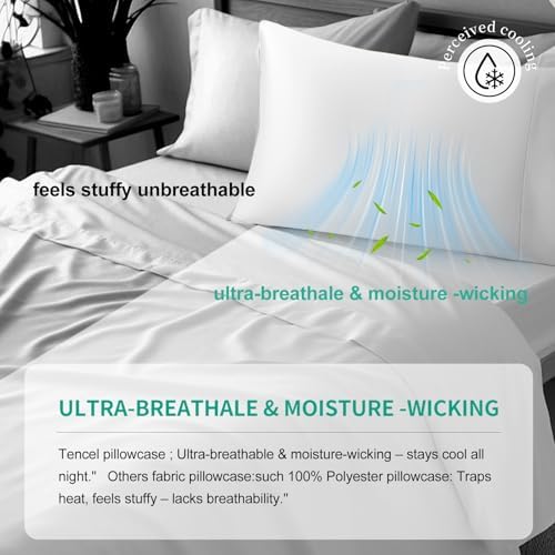 Cooling Eucalyptus Tencel Pillowcase 2 Pack King Natural White - Image 3