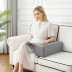 2 Pack Couch Arm Rest Pillow, 8''x8''x20'' Faux Leather Waterproof Cover, High Density Foam Armrest Cushion, Removable & Washable Elbow Support for Sofa, Bed, and Armchair (Medium Grey) - Image 3