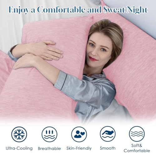 CHOSHOME Cooling Pillow Cases Zipper Pillow Covers Q-Max > 0.45 Zippered Pillowcases for Hot Sleepers, Soft, Breathable, Skin-Friendly, 4 Pack (Queen, 20"x30", Pink) - Image 3