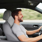 Quintor Genuine Leather Car Neck Pillow,Memory Foam Headrest Cushion, Ergonomic Cervical Support for Tesla Model 3/Y/X, Lexus, BMW- Breathable & All-Season Soft (2 PC) - Image 2