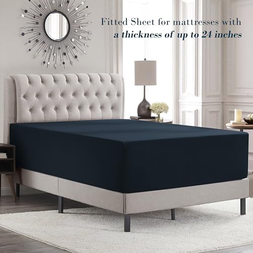 Mocassi Twin Size 4-Piece Bed Sheet Set - 1800 Premium Hotel Quality Microfiber 18-24 Inches Extra Deep Pocket Fitted Sheet- Luxury Soft, Breathable, Wrinkle, and Fade Resistant, Black - Image 3