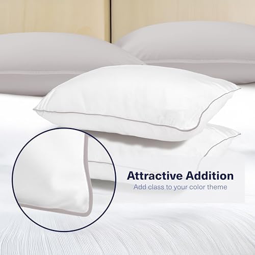 Kickoff Viscose Bamboo Pillowcase, Queen, Set of 2, 100% Organic Hidden Zippered Viscose Bamboo Pillow Case Queen Size, Cooling Pillow Cover for Hot Sleepers (20"x30", Trimmed, Dove Grey) - Image 3