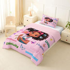 Erosebridal Black Girls Magical Bedding Set Butterflies Inspirational Quotes Toddler Comforter Set African American Comforter Afro Black Princess Girl Duvet Insert for Nursery Kids Pink Room Decor - Image 3