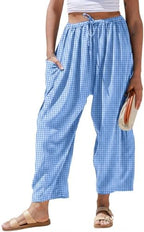 TARSE Womens Linen Wide Leg Striped Pants Casual Barrel Palazzo Harem Pants by TARSE